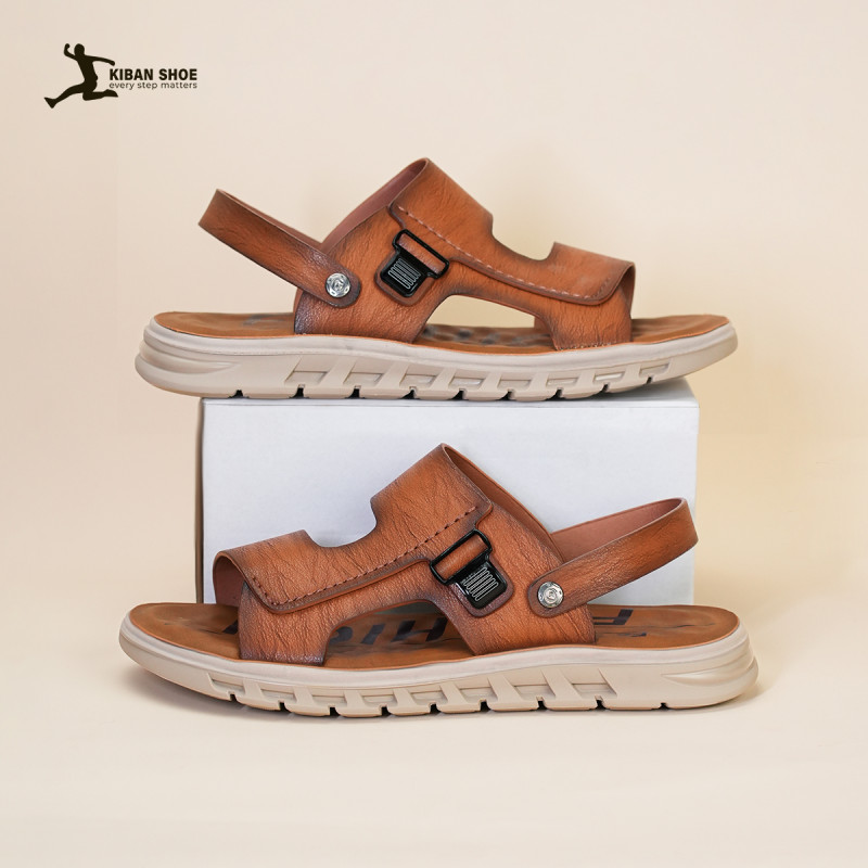 Men's All-Weather Premium Comfort Leather Sandals – Tan Brown