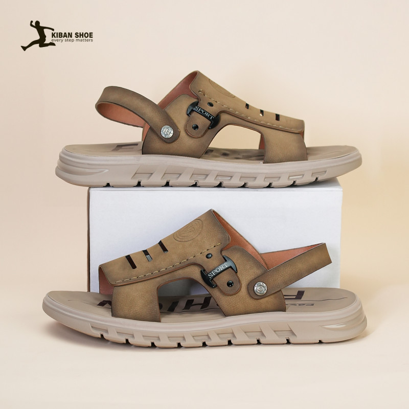 Men's All-Weather Premium Comfort Leather Sandals – Tan Brown