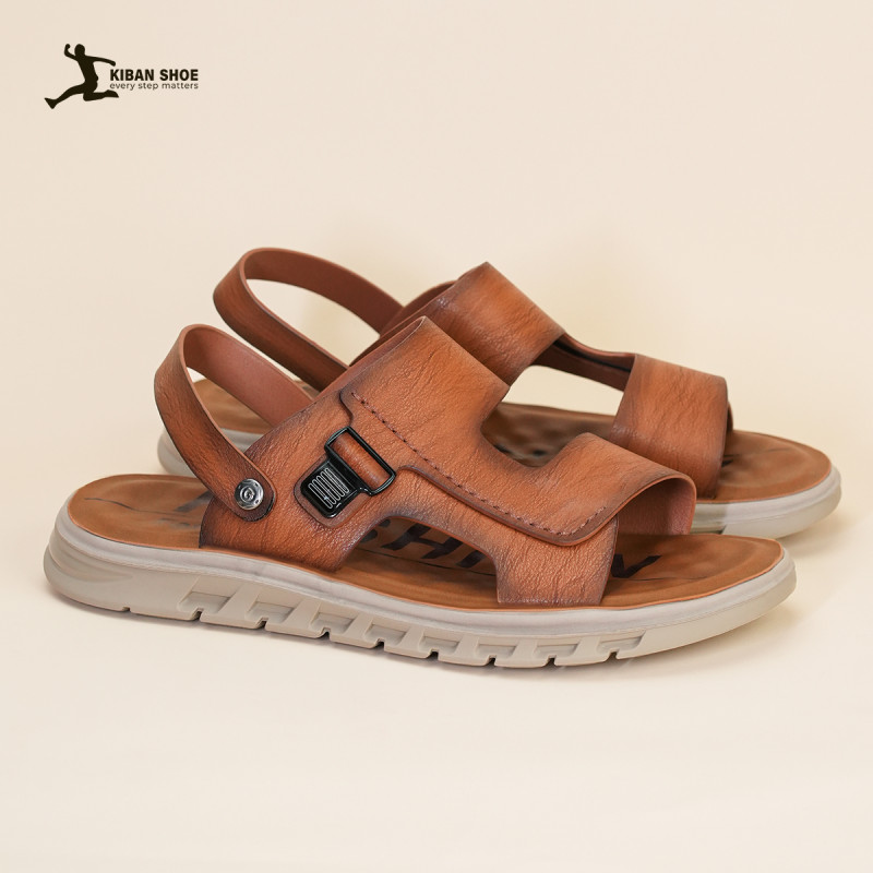 Men's All-Weather Premium Comfort Leather Sandals – Tan Brown